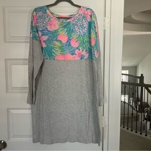 Lilly Pulitzer Finn Dress Multi Swizzle In Long Sleeve Shirtdress